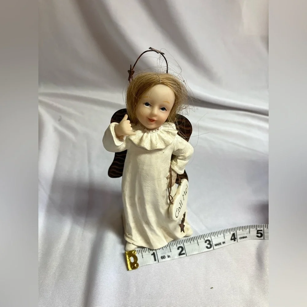 Adorable Cream Angel “Call Me” Figurine